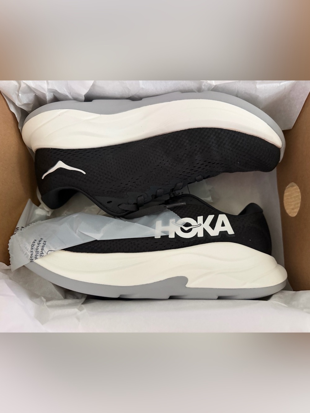 Hoka Men's Black and White Lightweight Running Shoes